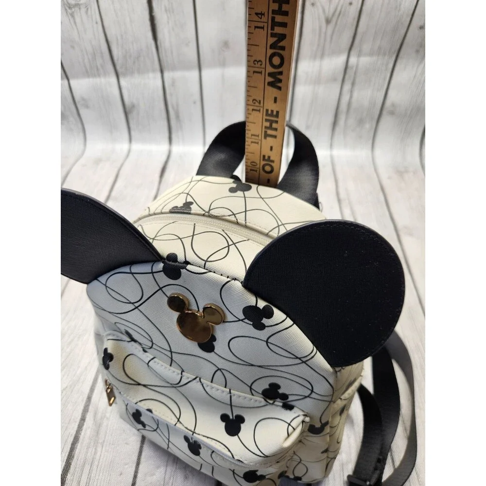 Disney Mickey Mouse Mini Backpack White Black Scribble Line Art 3D Ears Bioworld